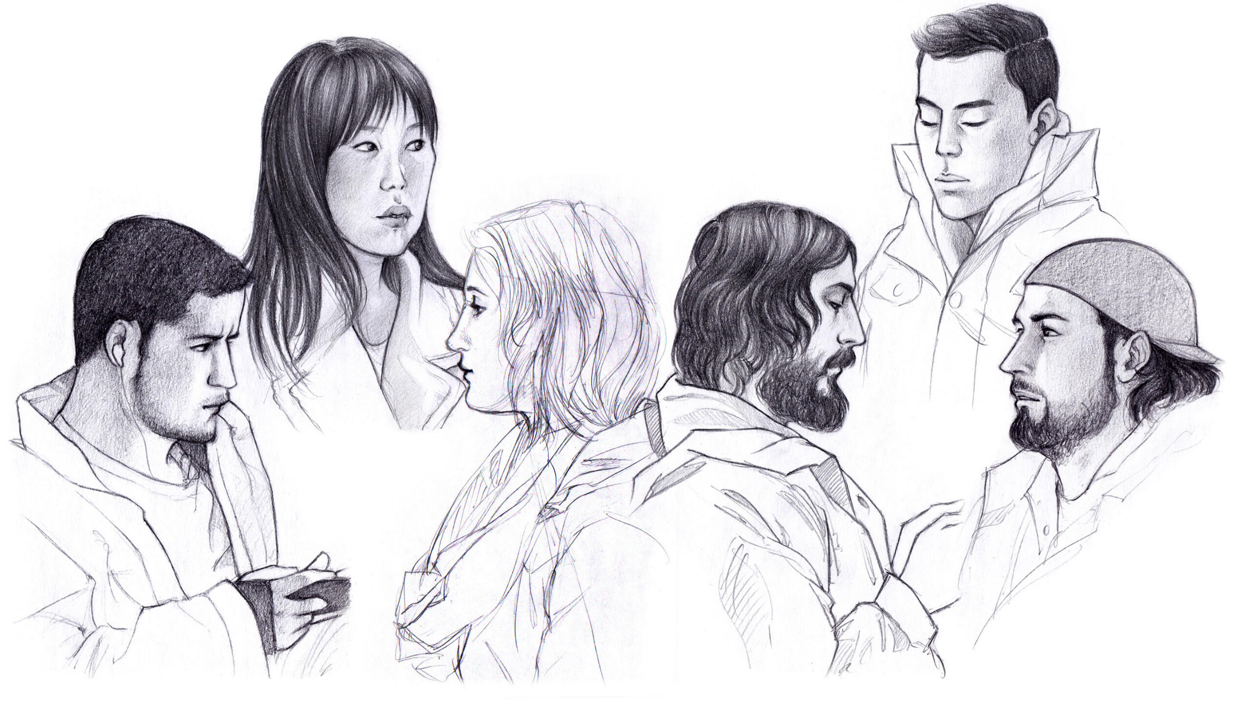 Bus commute sketches